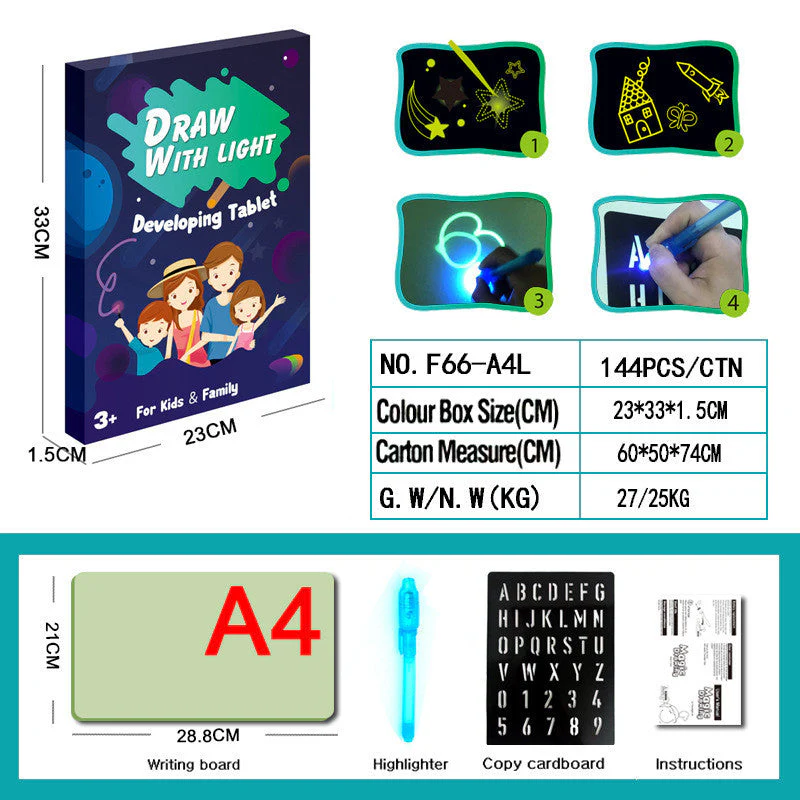 Educational Toy Drawing Pad 3D Magic 8 Light Effects Puzzle Board Sketchpad - Image 9