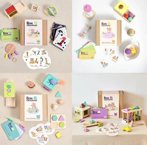 Educational Wooden Montessori Rattle With Black And White Cards And Ball Chime Toy - Gift Set - Image 2