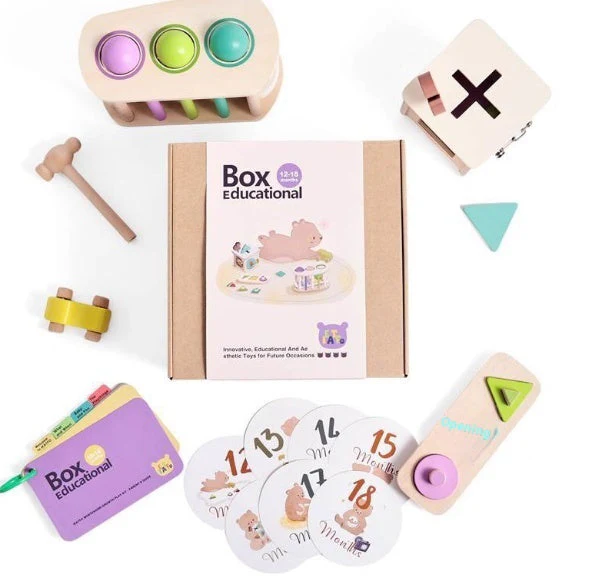 Educational Wooden Montessori Rattle With Black And White Cards And Ball Chime Toy - Gift Set - Image 5