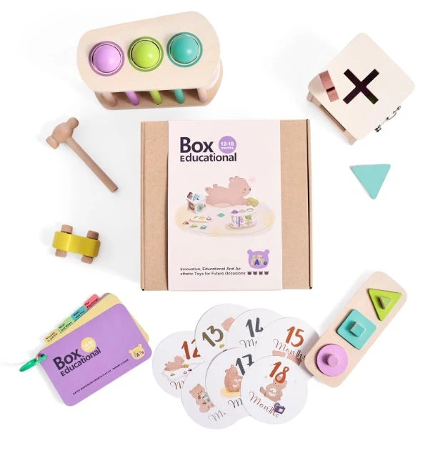 Educational Wooden Montessori Rattle With Black And White Cards And Ball Chime Toy - Gift Set - Image 9