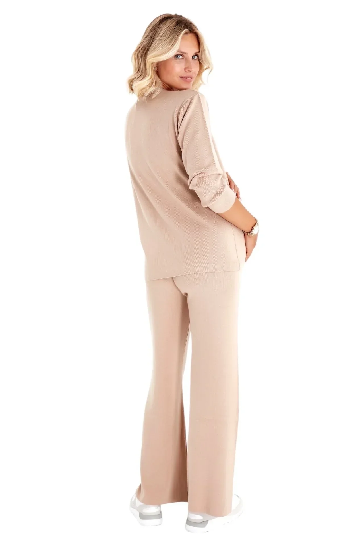 Effortless Elegance Set with Rib Side Zip Long Sleeve Maternity/Nursing Top & Lounge Pants - Image 6
