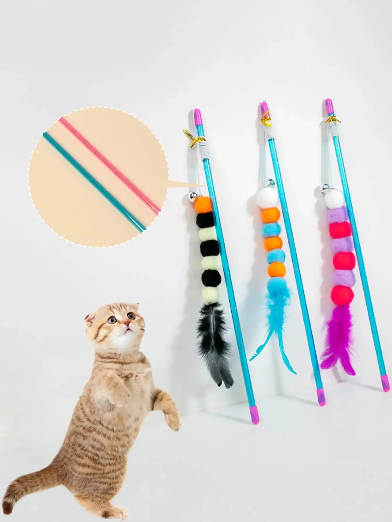 Elastic String Cat Teaser Wand with Faux Fur Bug - Image 2