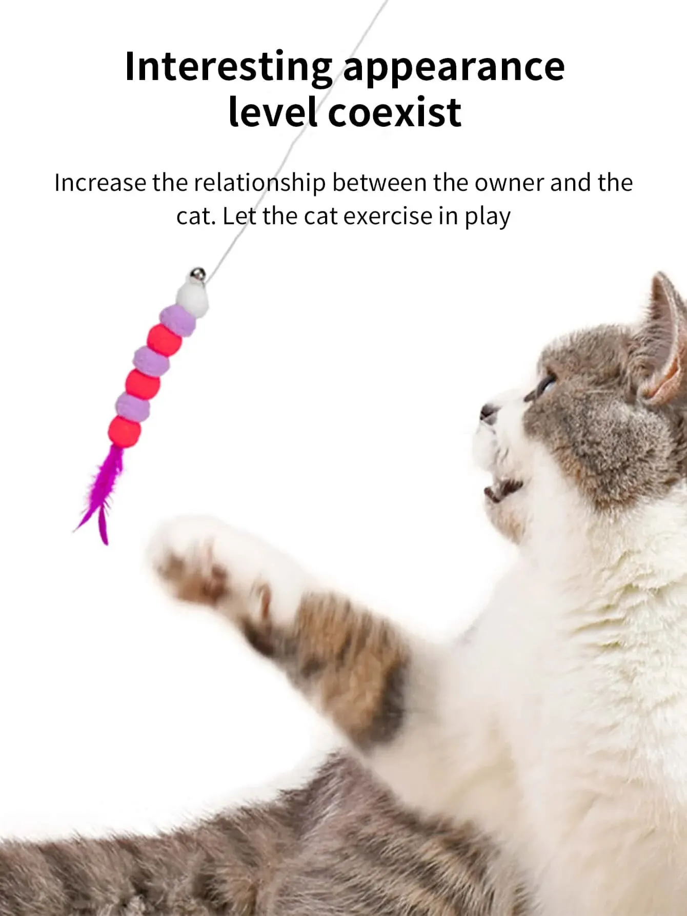Elastic String Cat Teaser Wand with Faux Fur Bug - Image 3