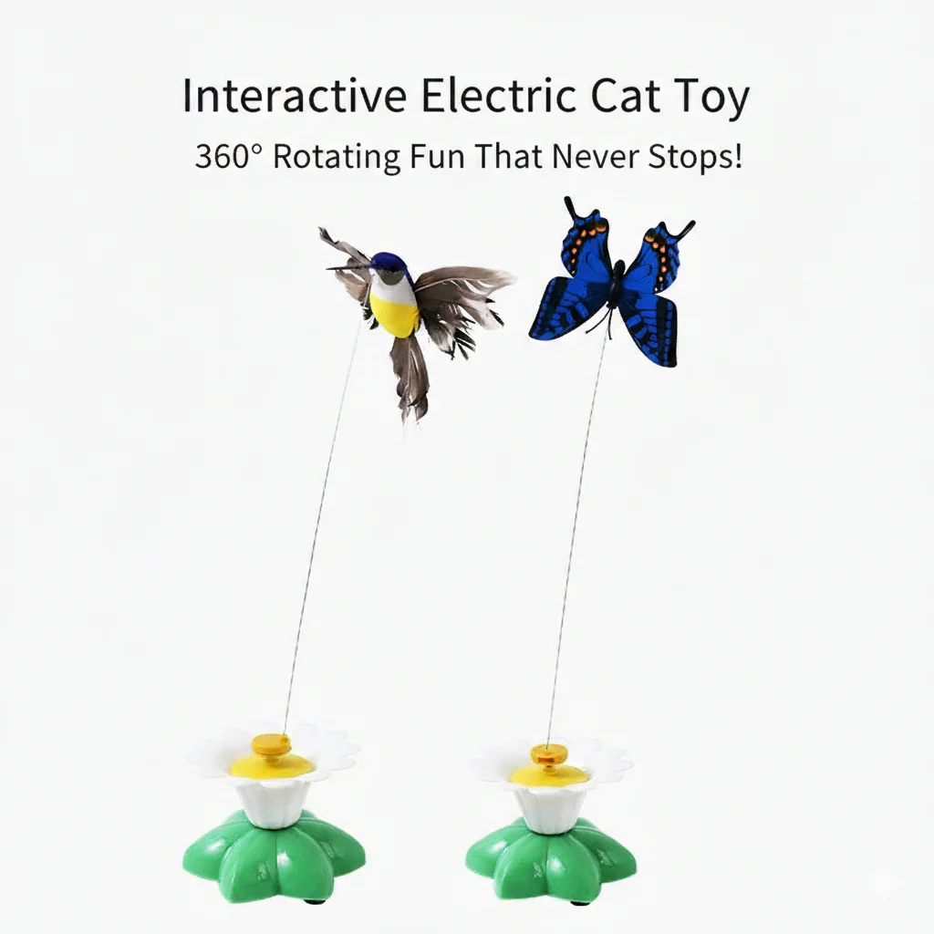 Electric Flutter-Motion Cat Toy - 360° Rotating Realistic Butterfly/Bird - Image 4