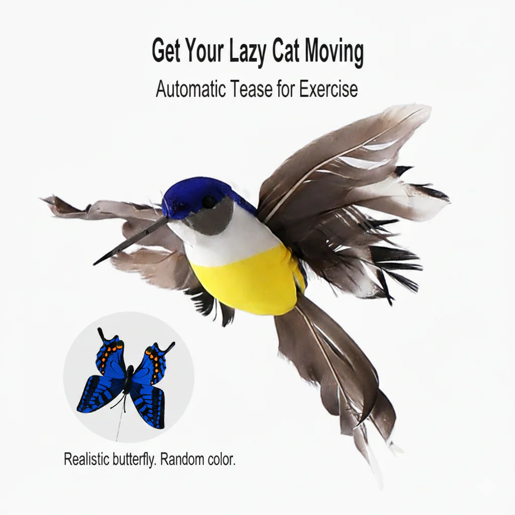 Electric Flutter-Motion Cat Toy - 360° Rotating Realistic Butterfly/Bird - Image 5