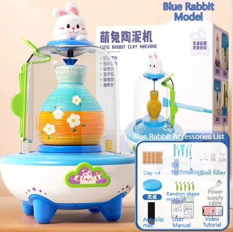 Electric Mini Finger-Powered Pottery Wheel Kit Handmade Set With No-Bake Clay Toys - Image 4