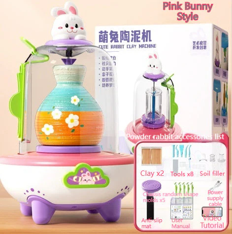 Electric Mini Finger-Powered Pottery Wheel Kit Handmade Set With No-Bake Clay Toys - Image 7