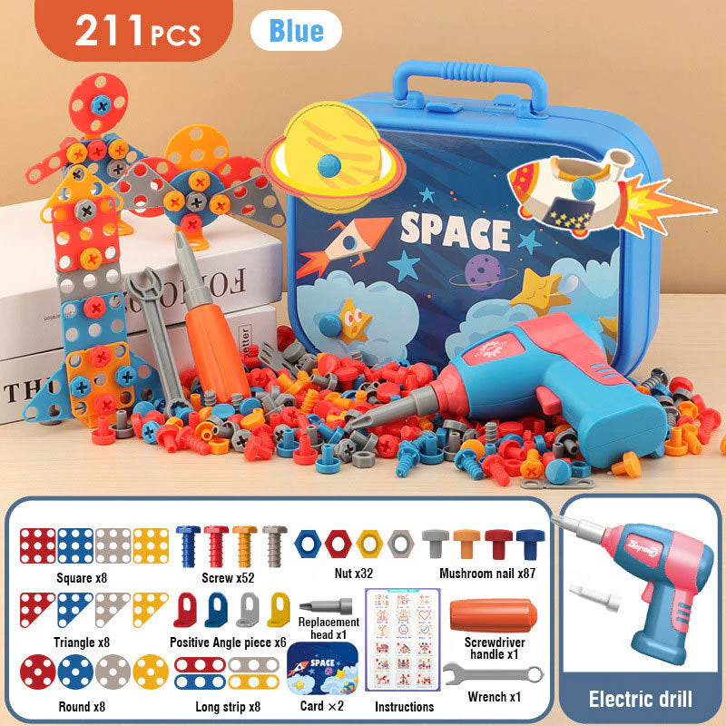Electric Screw Screwdriver Toolbox Children's Toy Educational Detachable Assembly Screwdriver Electric Drill Set - Image 3