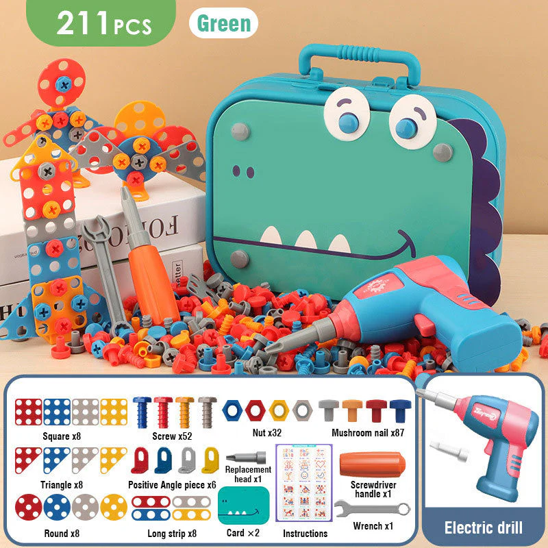 Electric Screw Screwdriver Toolbox Children's Toy Educational Detachable Assembly Screwdriver Electric Drill Set - Image 7