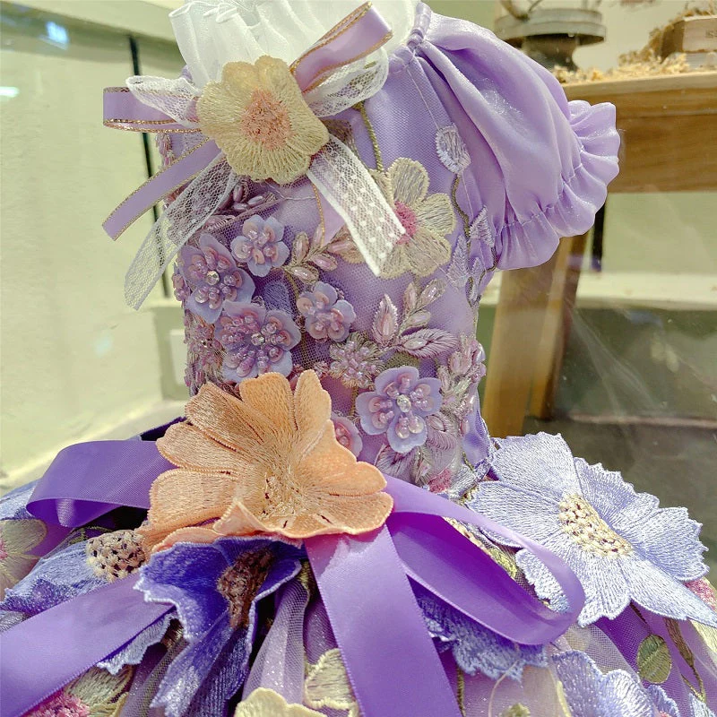 Elegant Floral Pet Dress | Luxury Dog Wedding Gown | Designer Pet Outfit - Image 3