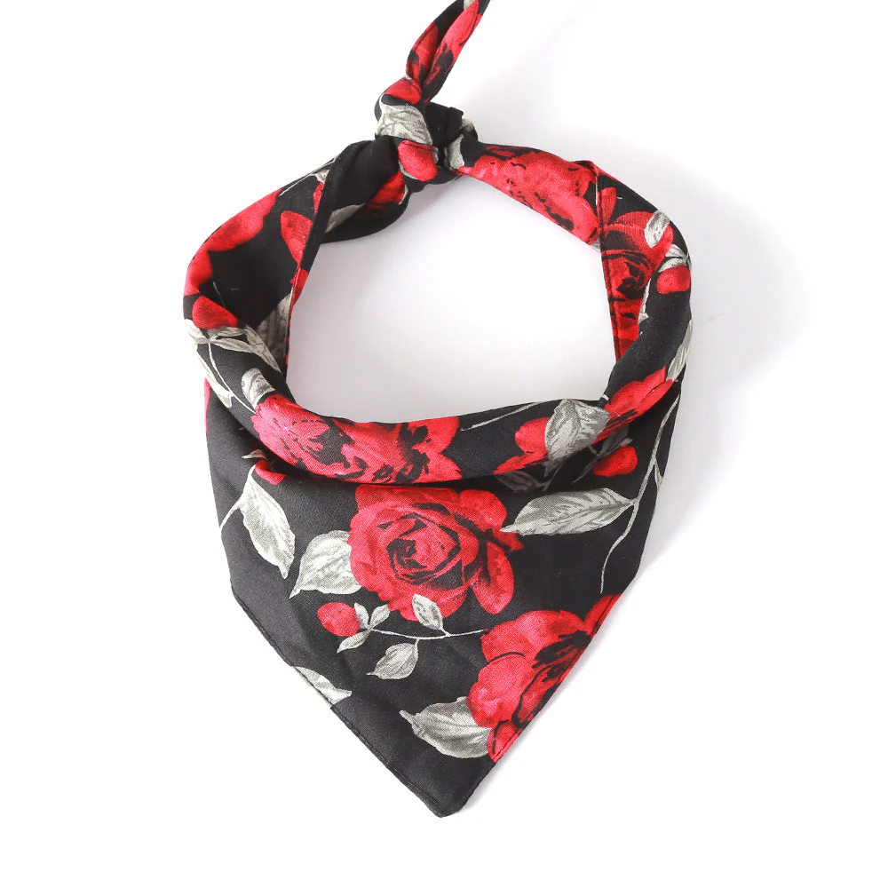 Elegant Floral Reversible Pet Bandana – Rose Design - Image 4