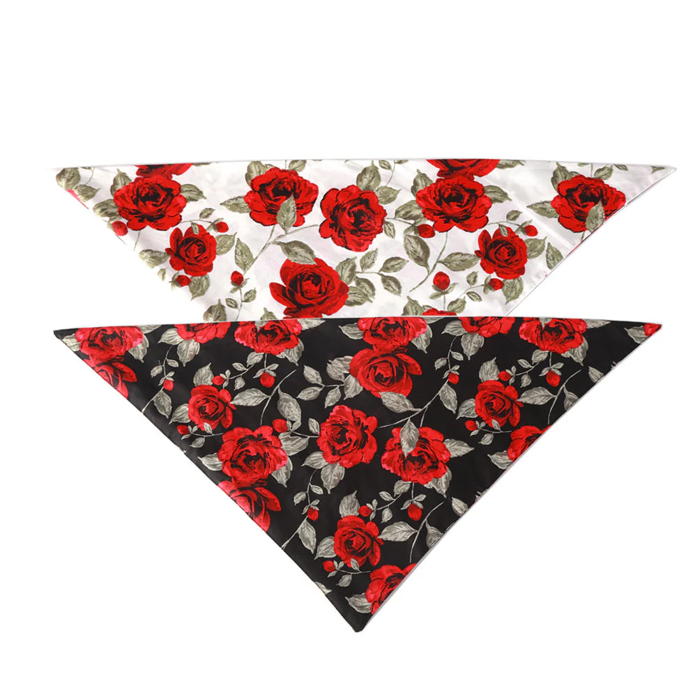 Elegant Floral Reversible Pet Bandana – Rose Design - Image 5
