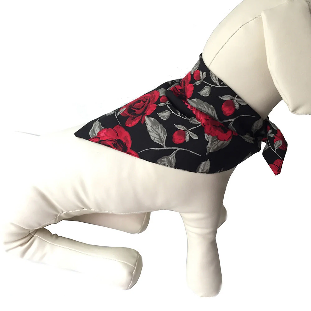 Elegant Floral Reversible Pet Bandana – Rose Design - Image 8