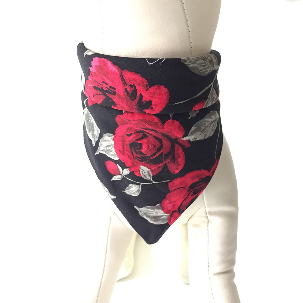 Elegant Floral Reversible Pet Bandana – Rose Design - Image 9