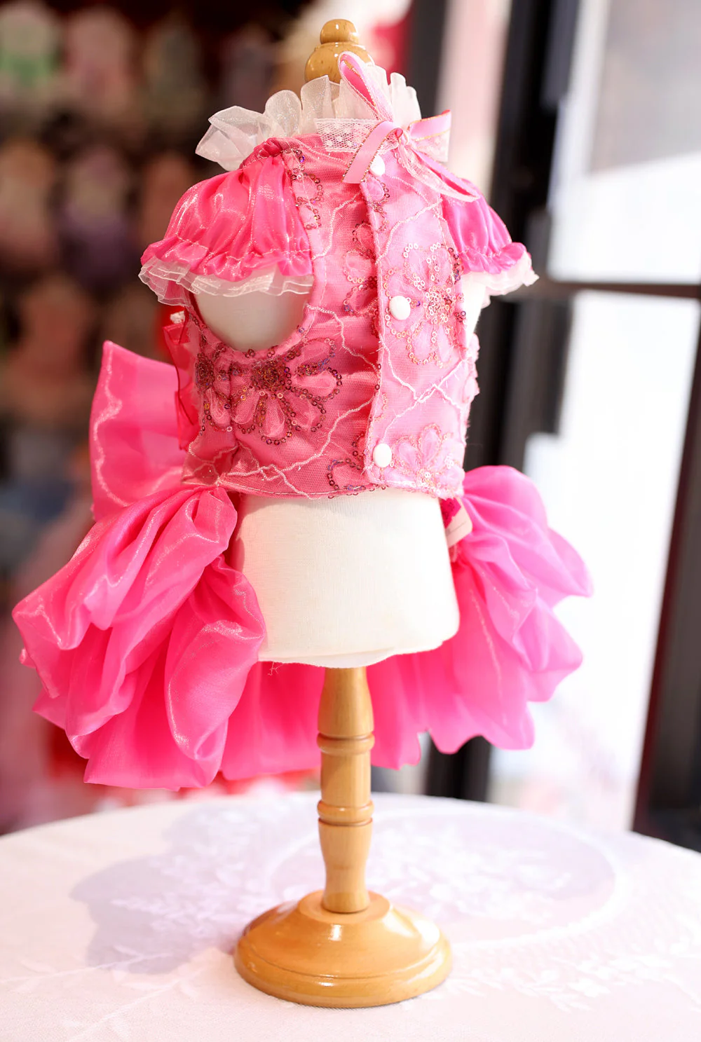 Elegant Hot Pink Lace Dog Party Dress - Image 7