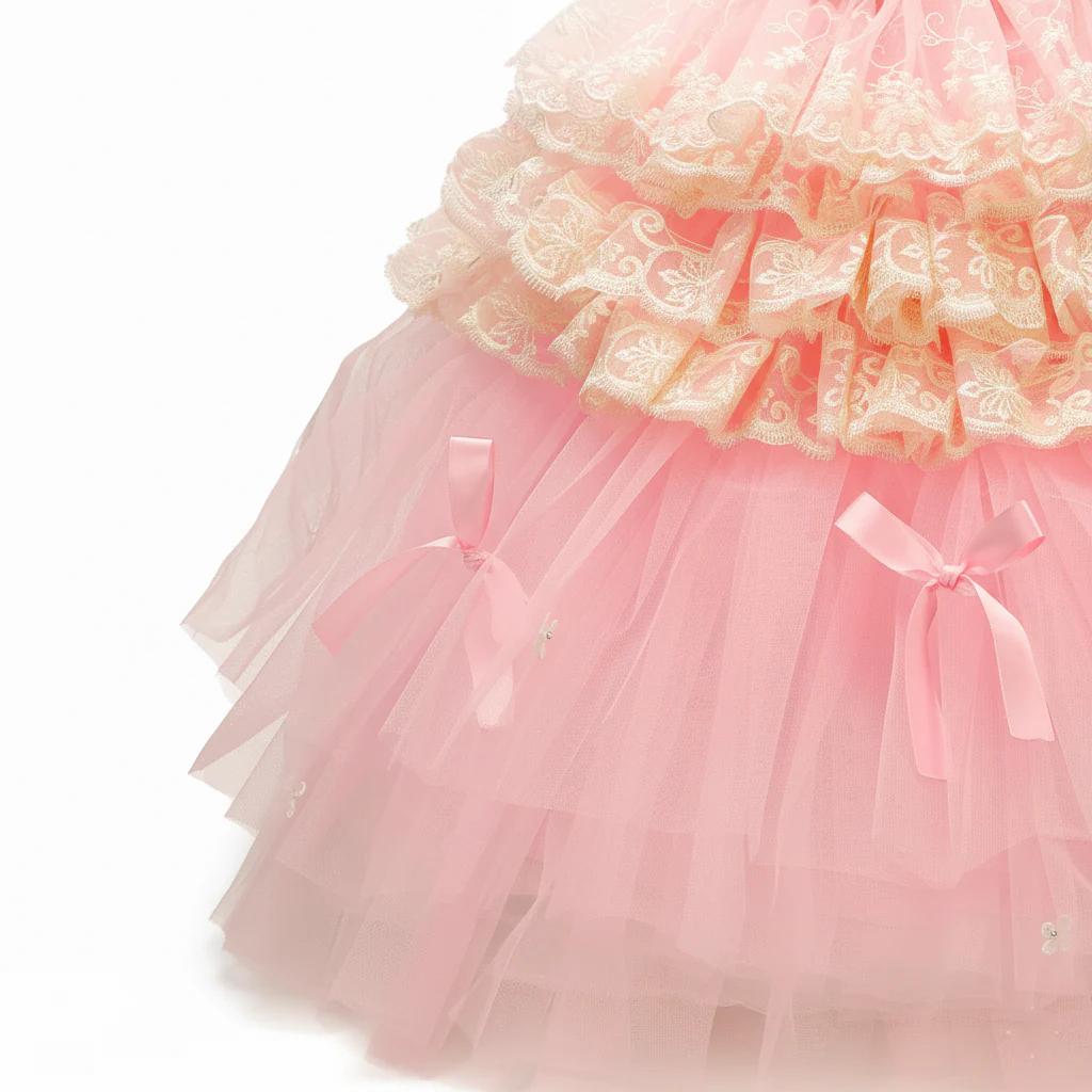 Elegant Pink Lace Dog Dress Trailing Handcrafted Princess Tutu Gown for Wedding Party - Image 5
