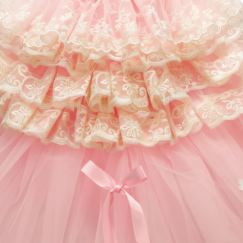 Elegant Pink Lace Dog Dress Trailing Handcrafted Princess Tutu Gown for Wedding Party - Image 6