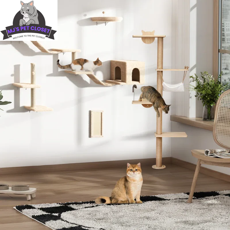 Elevate Your Cat's Playtime with the Darkiel 7-Piece Wall-Mounted Climbing Tower - Image 15