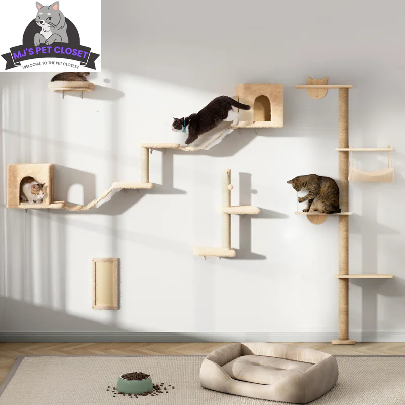 Elevate Your Cat's Playtime with the Darkiel 7-Piece Wall-Mounted Climbing Tower - Image 9