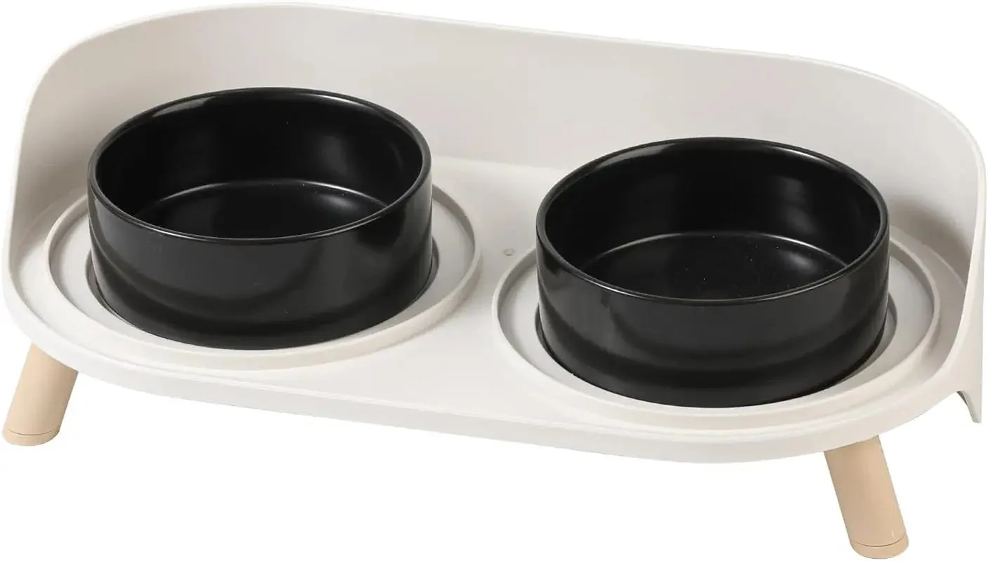 Elevated Ceramic Cat & Dog Bowl Set with Splash Guard, Non-Slip Stand (2x480ml) - Image 12