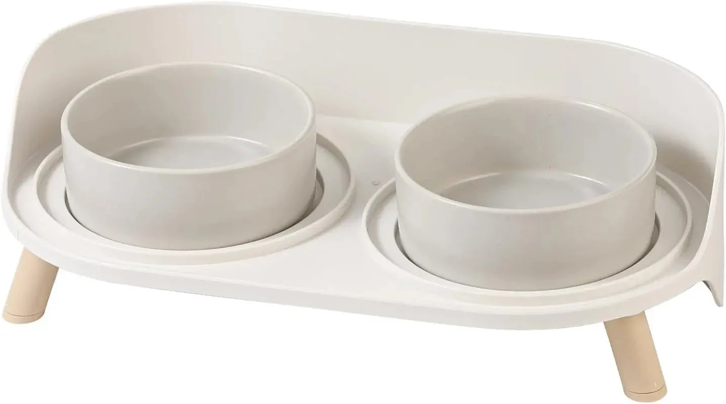 Elevated Ceramic Cat & Dog Bowl Set with Splash Guard, Non-Slip Stand (2x480ml) - Image 13