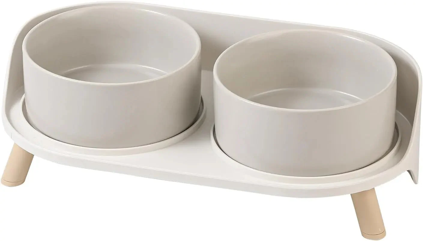Elevated Ceramic Cat & Dog Bowl Set with Splash Guard, Non-Slip Stand (2x480ml) - Image 14