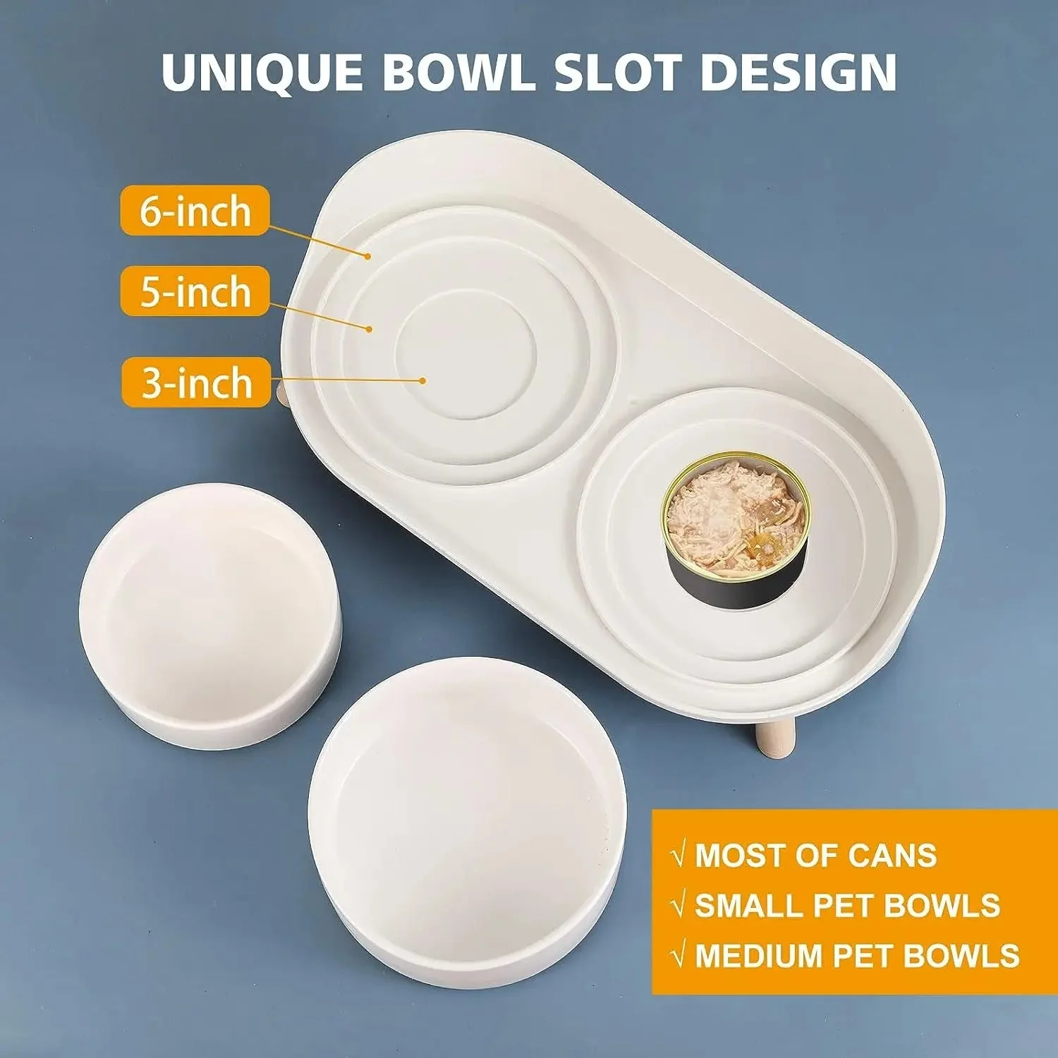 Elevated Ceramic Cat & Dog Bowl Set with Splash Guard, Non-Slip Stand (2x480ml) - Image 5
