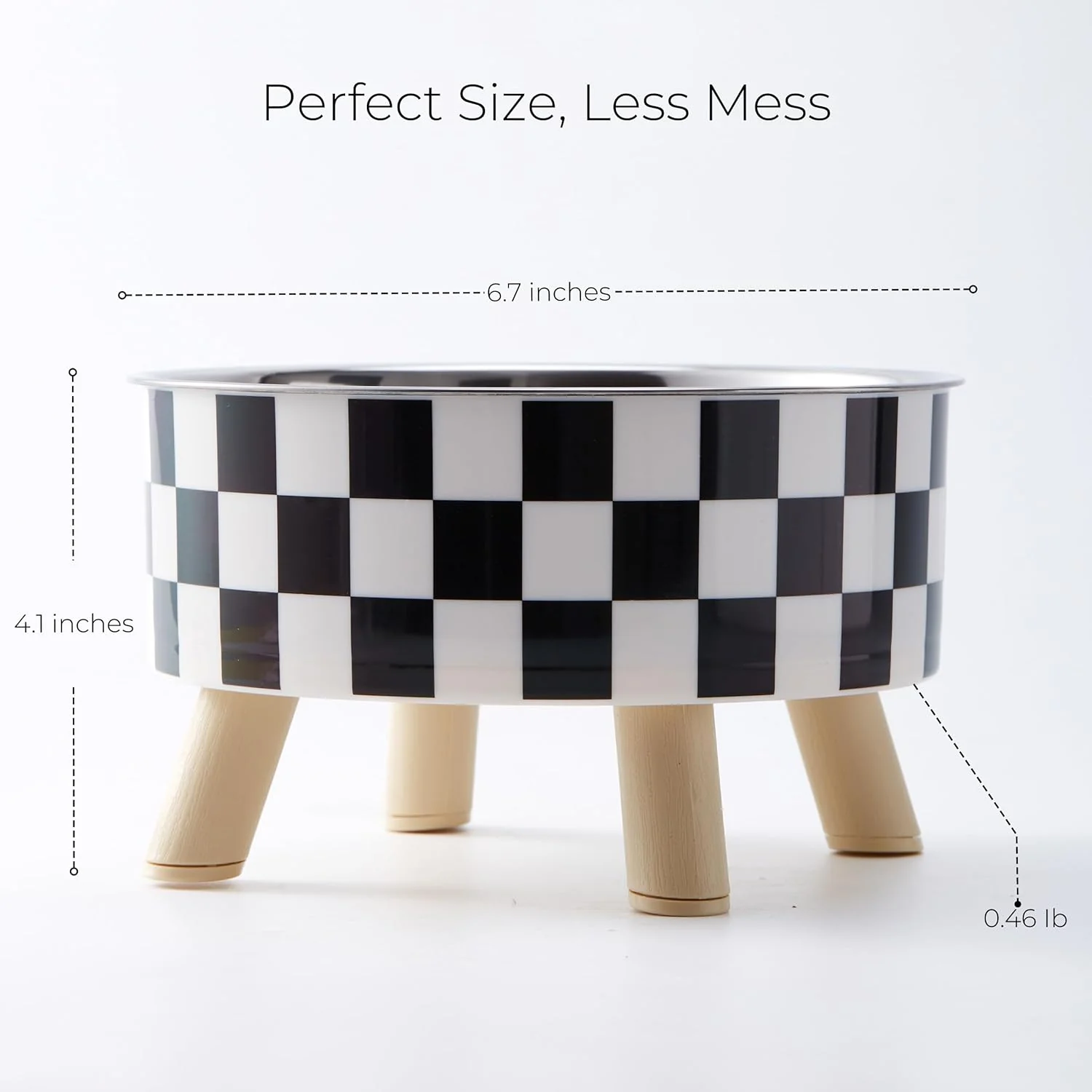Elevated Pet Bowl with Legs - Checkered Stainless Steel - Image 8