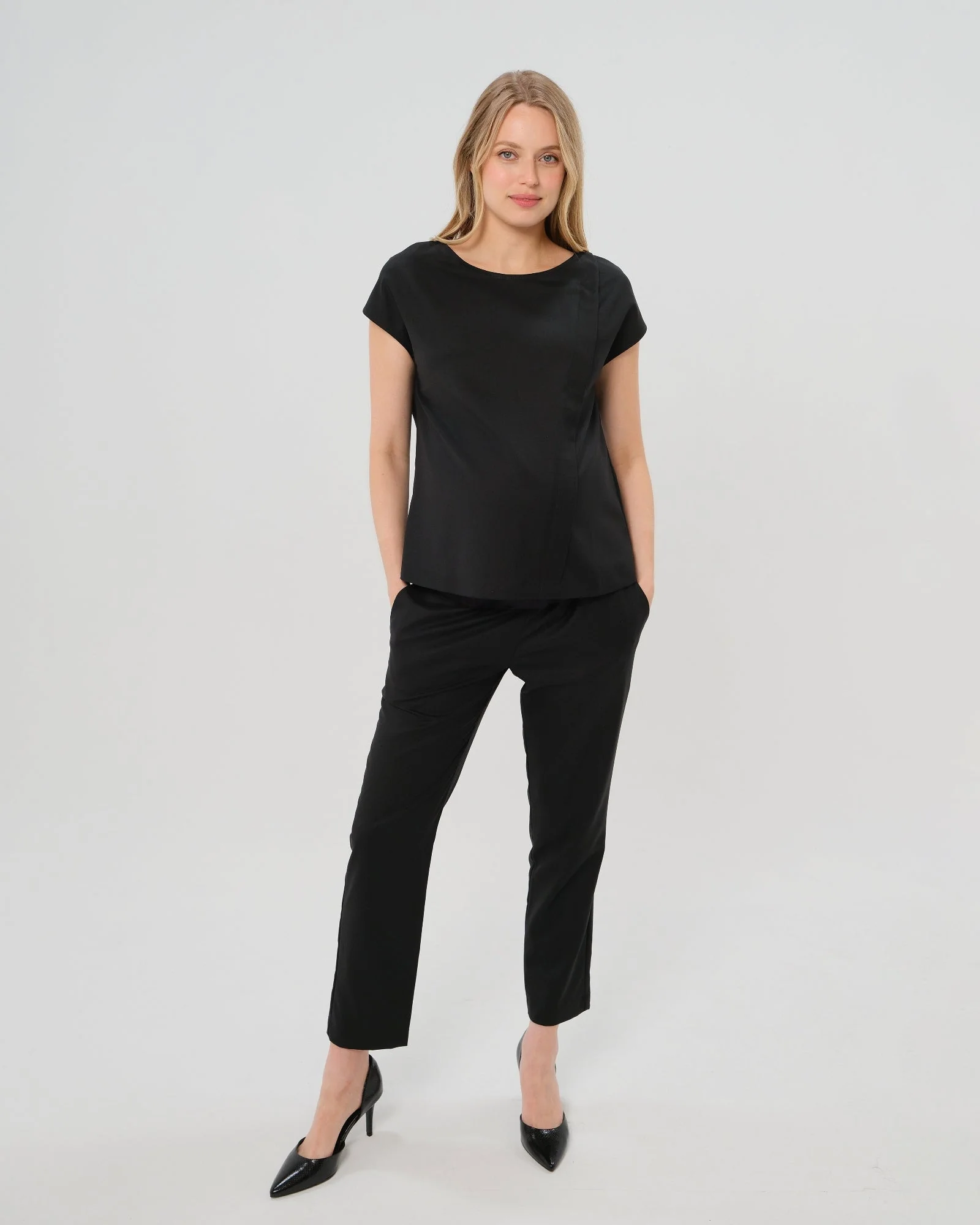Elizabeth Under Belly Maternity Pants in All-Season Wool - Image 4