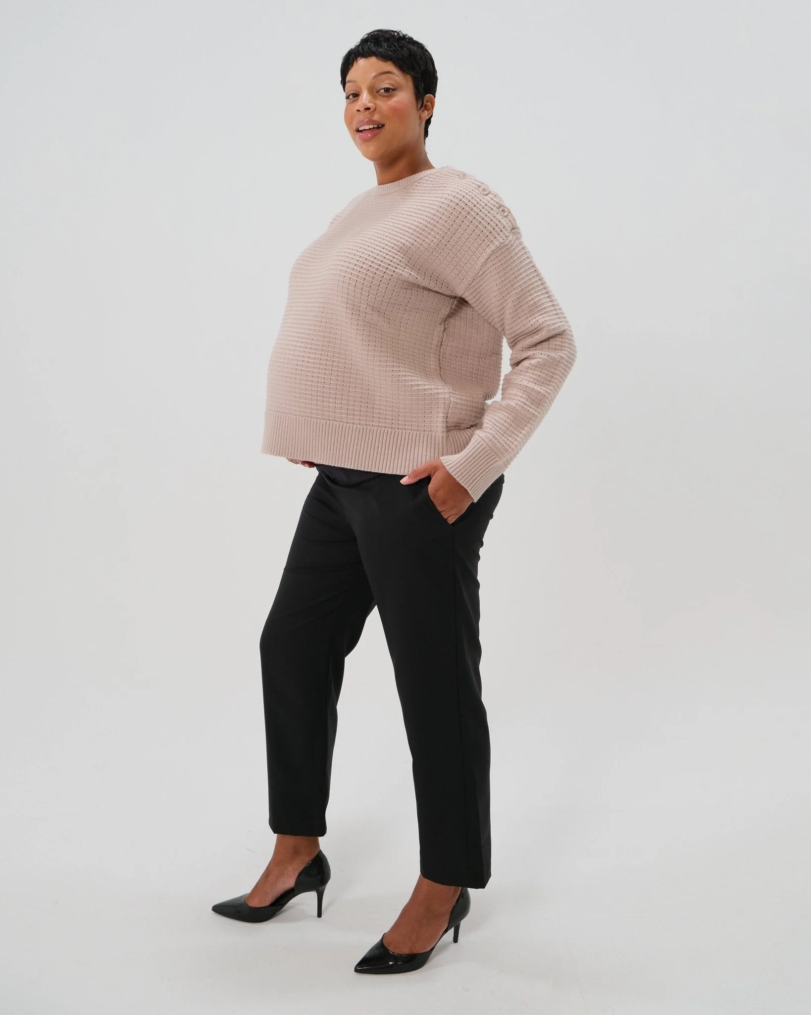 Elizabeth Under Belly Maternity Pants in All-Season Wool - Image 7