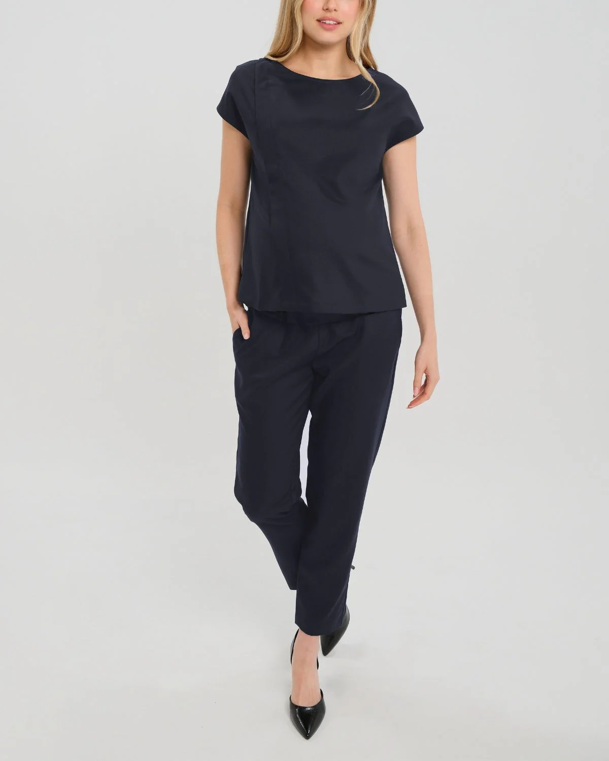 Elizabeth Under Belly Maternity Pants in All-Season Wool - Image 8