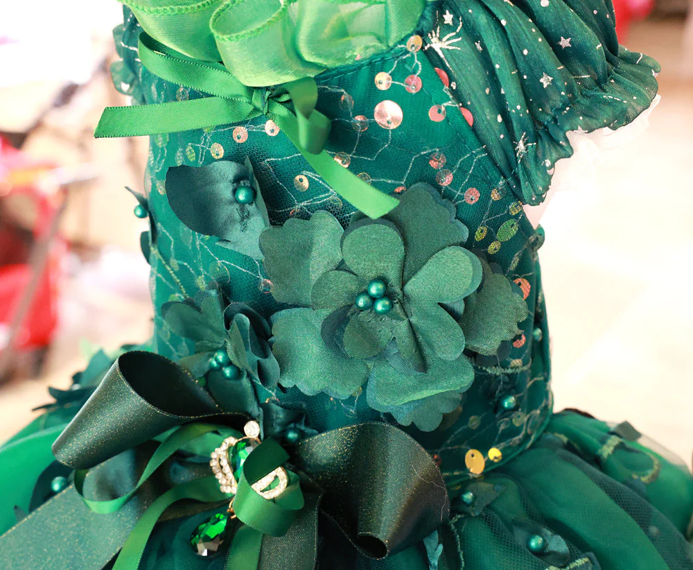Emerald Green Floral Pet Gown | Luxury Dog Dress for Weddings & Special Occasions - Image 5