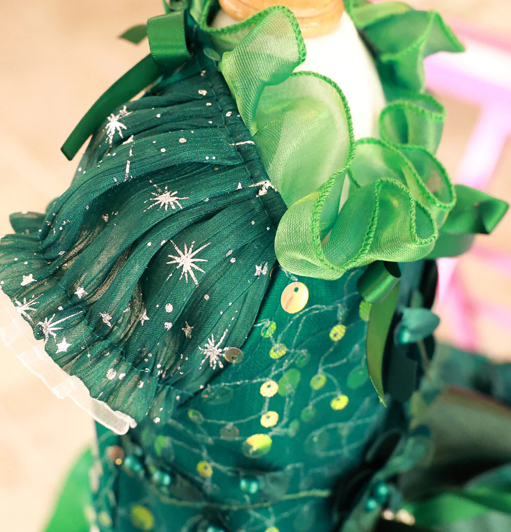 Emerald Green Floral Pet Gown | Luxury Dog Dress for Weddings & Special Occasions - Image 6