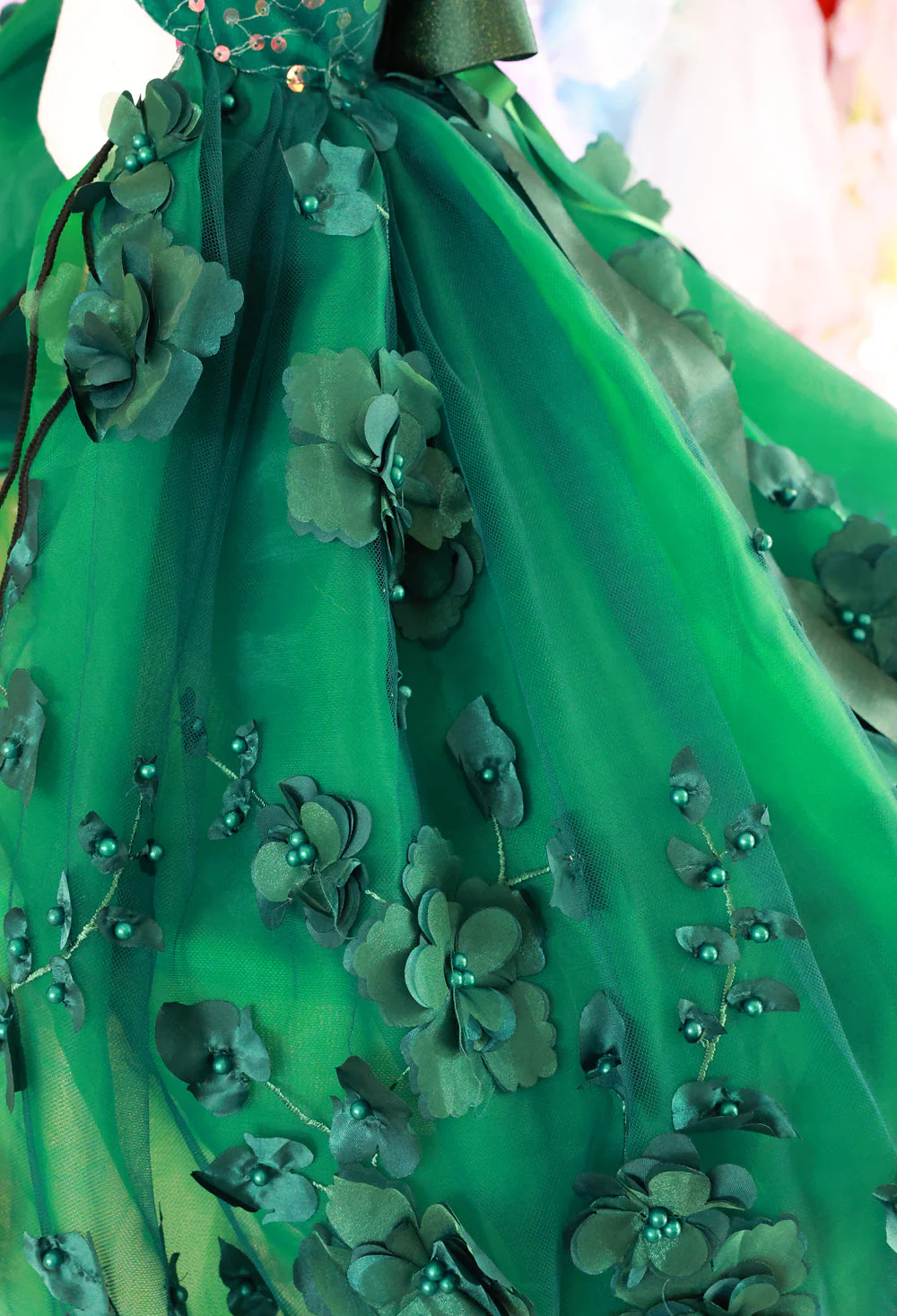 Emerald Green Floral Pet Gown | Luxury Dog Dress for Weddings & Special Occasions - Image 7