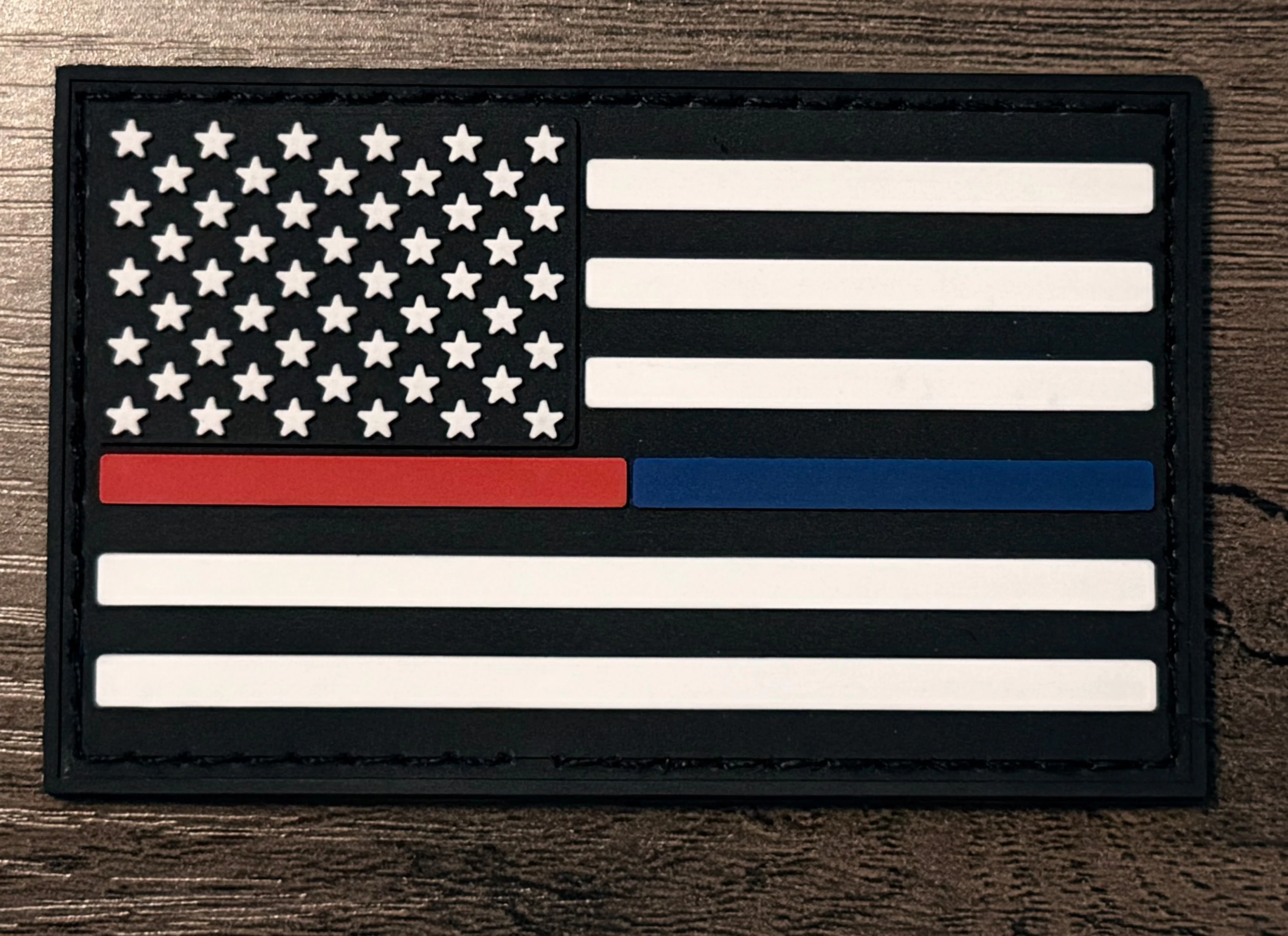 EMS / Blue Line American Flag Patch - Heavy Duty PVC/Rubber - Image 2