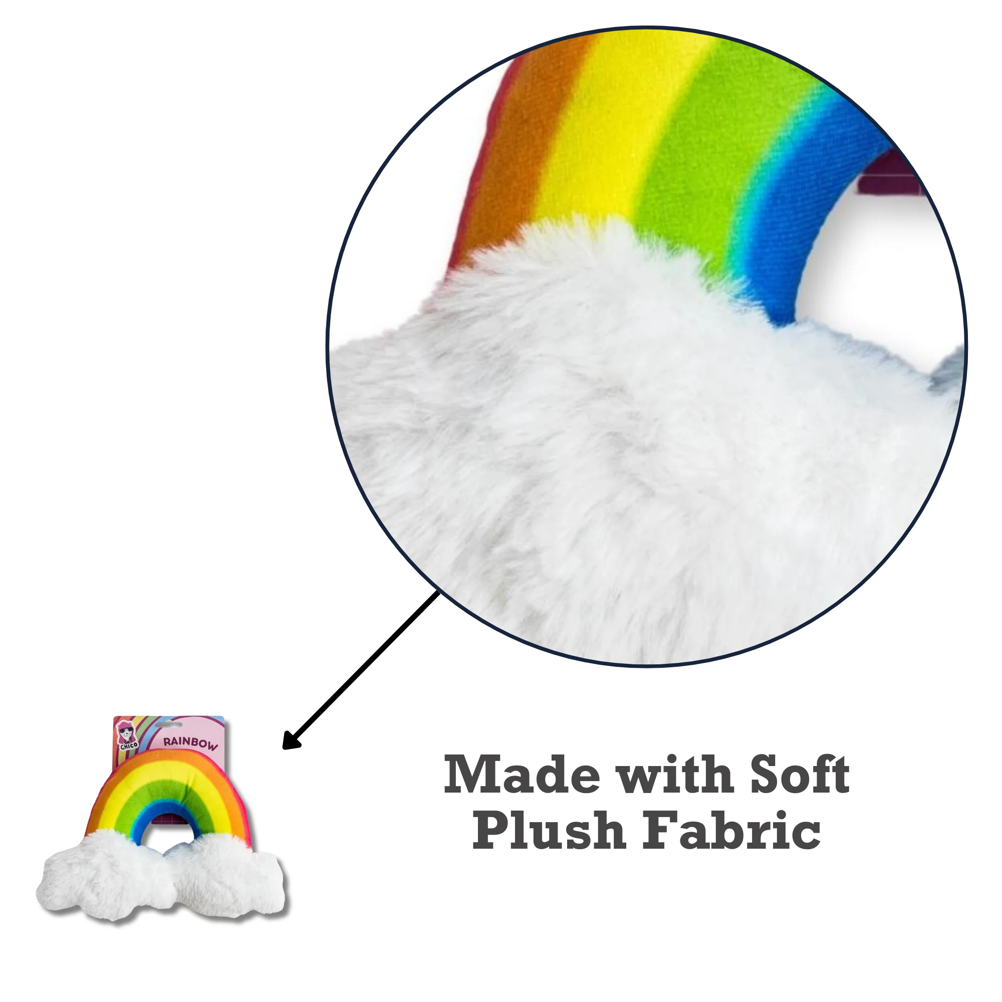 Enchanted Rainbow Magical with Squeaker & Crinkle Paper Plush Dog Toy - Image 4