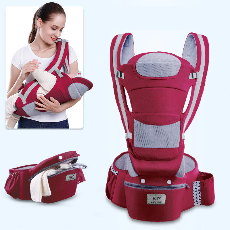 Ergonomic Baby Carrier Infant Baby Hipseat Carrier 3 In 1 Front Facing Ergonomic Kangaroo Baby Wrap Sling - Image 7