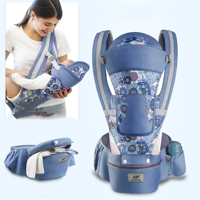Ergonomic Baby Carrier Infant Baby Hipseat Carrier 3 In 1 Front Facing Ergonomic Kangaroo Baby Wrap Sling - Image 9