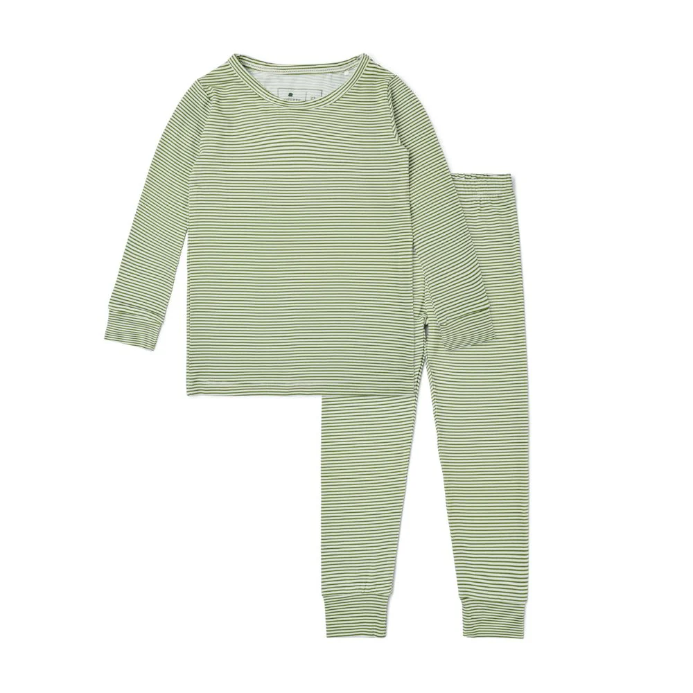 Evergreen Stripe Bamboo Kids Pajama Set - Image 2
