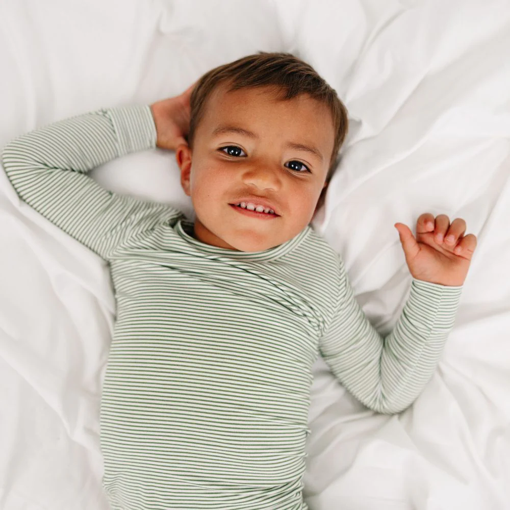 Evergreen Stripe Bamboo Kids Pajama Set - Image 4