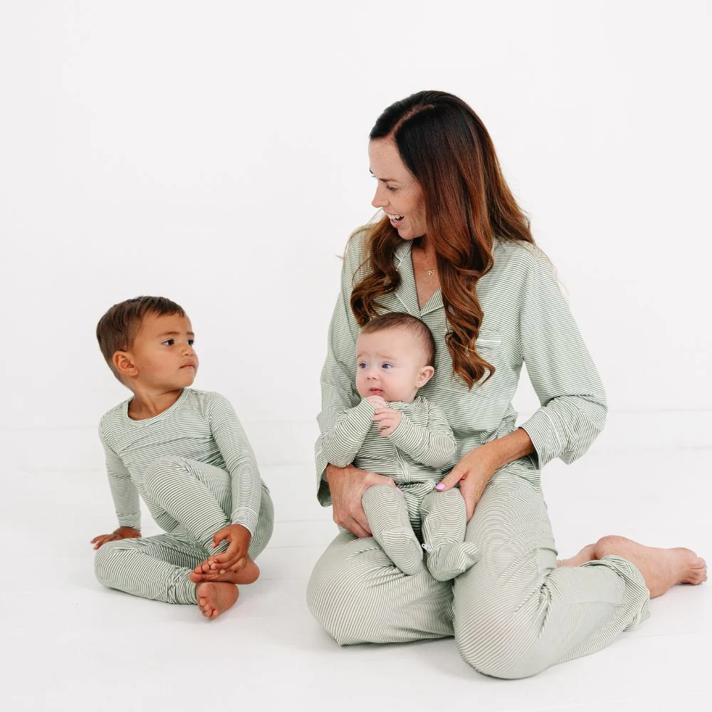 Evergreen Stripe Bamboo Kids Pajama Set - Image 7