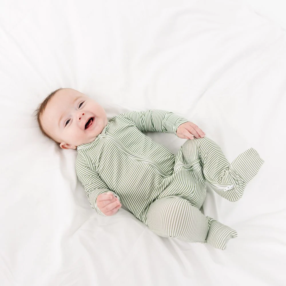 Evergreen Stripe Bamboo Sleeper - Image 3