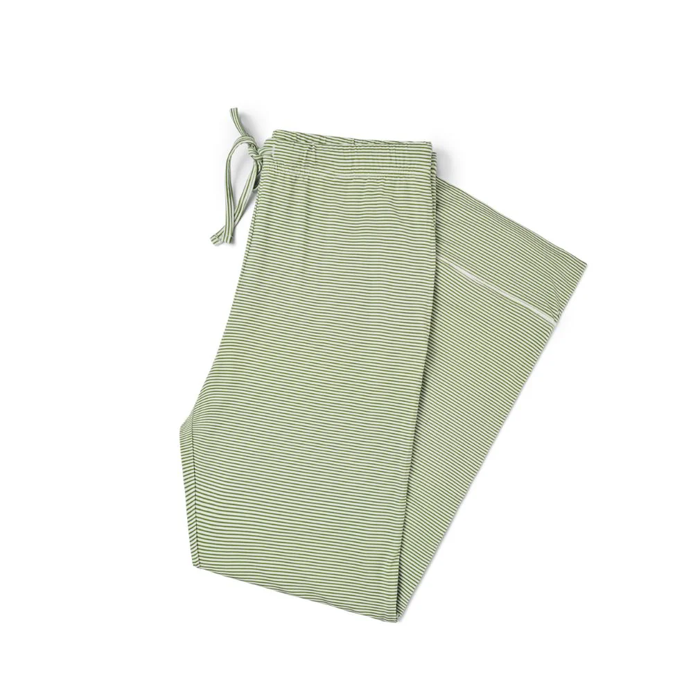 Evergreen Stripe Long Sleeve & Pants Bamboo Women's Pajama Set - Image 8