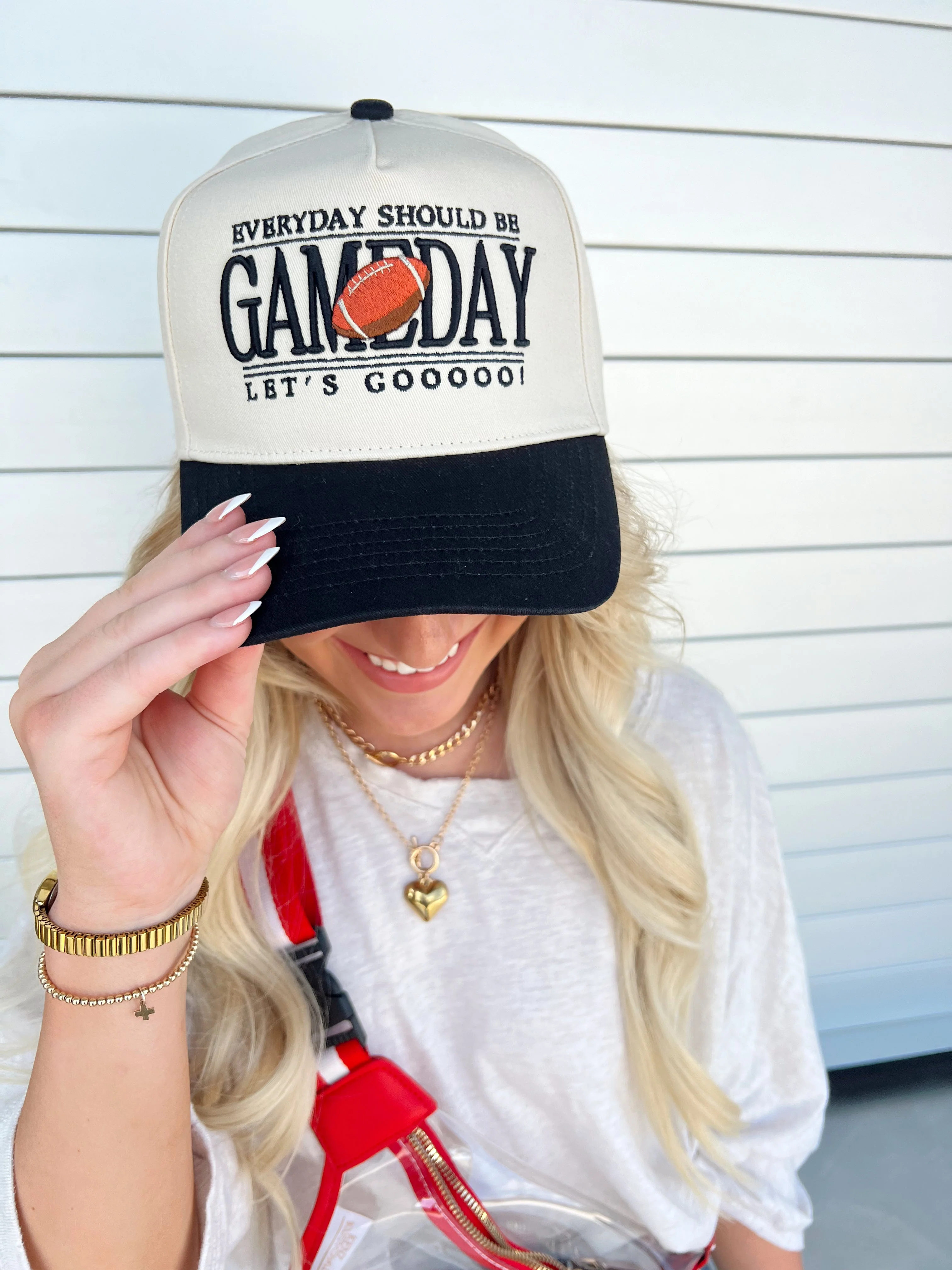 Everyday Should Be Gameday - Black Vintage Trucker Hat - Image 26