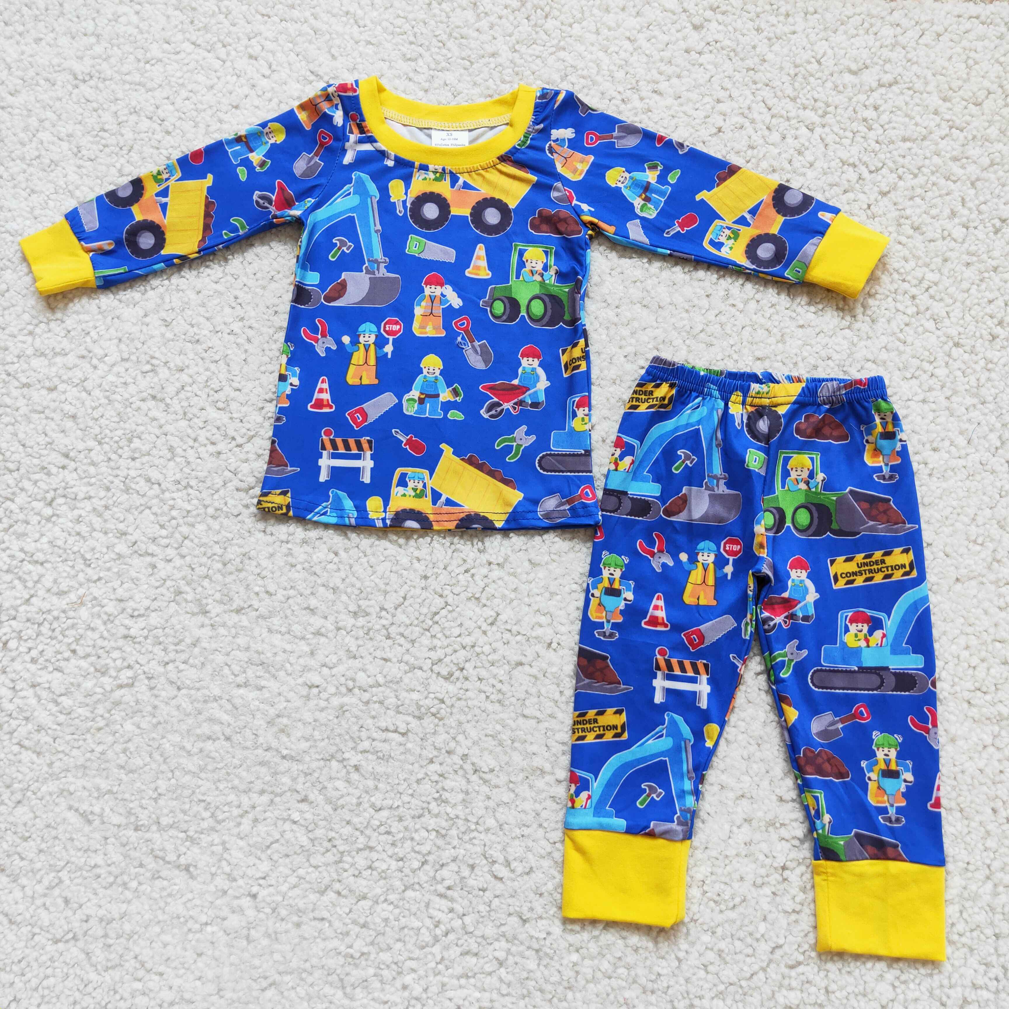 Excavator print boy long sleeve pajamas - Image 2