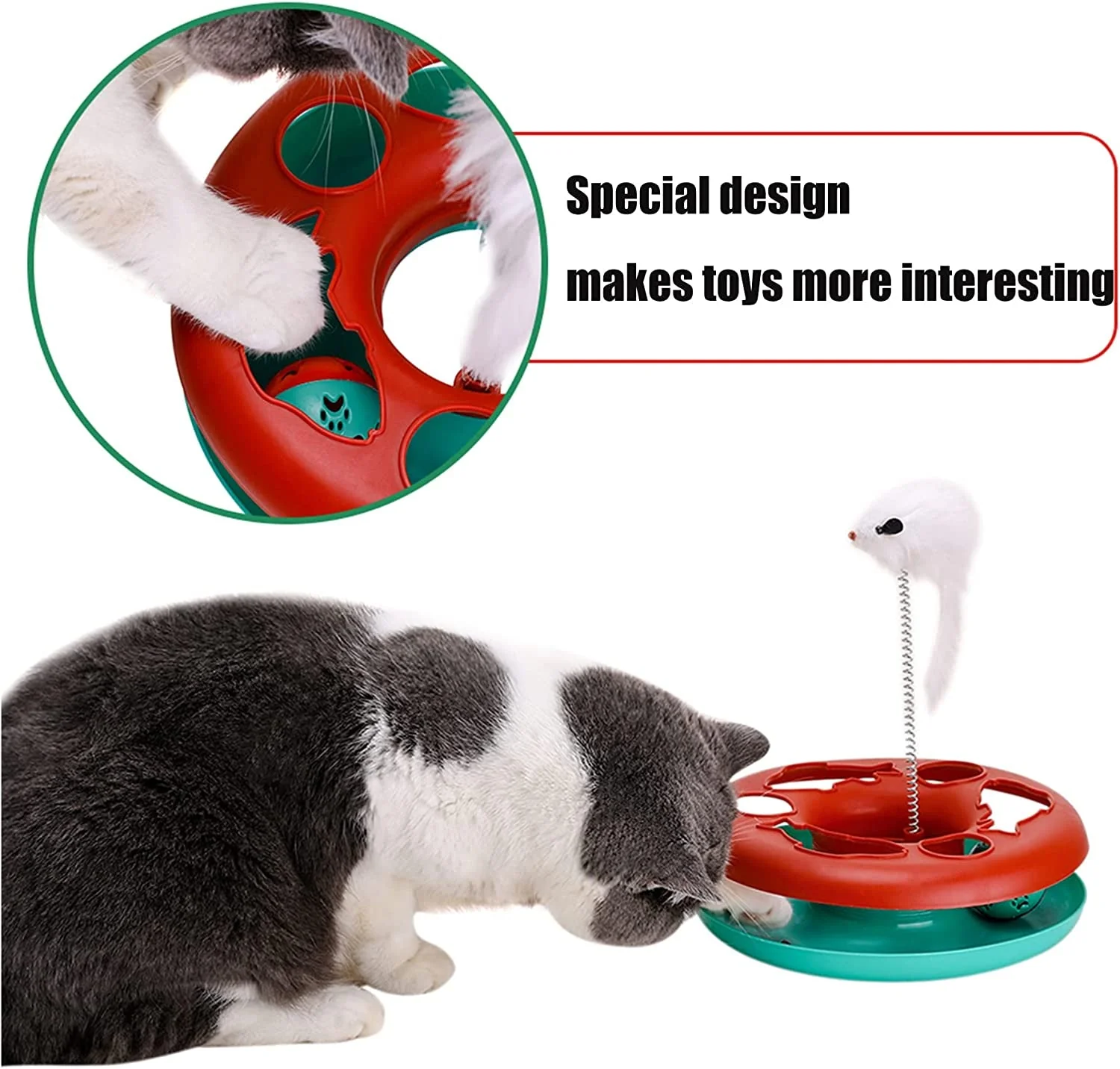Exciting Interactive Cat Toy Set - Tower of Tracks with Mouse Teaser and Rolling Balls for Endless Fun! - Image 4