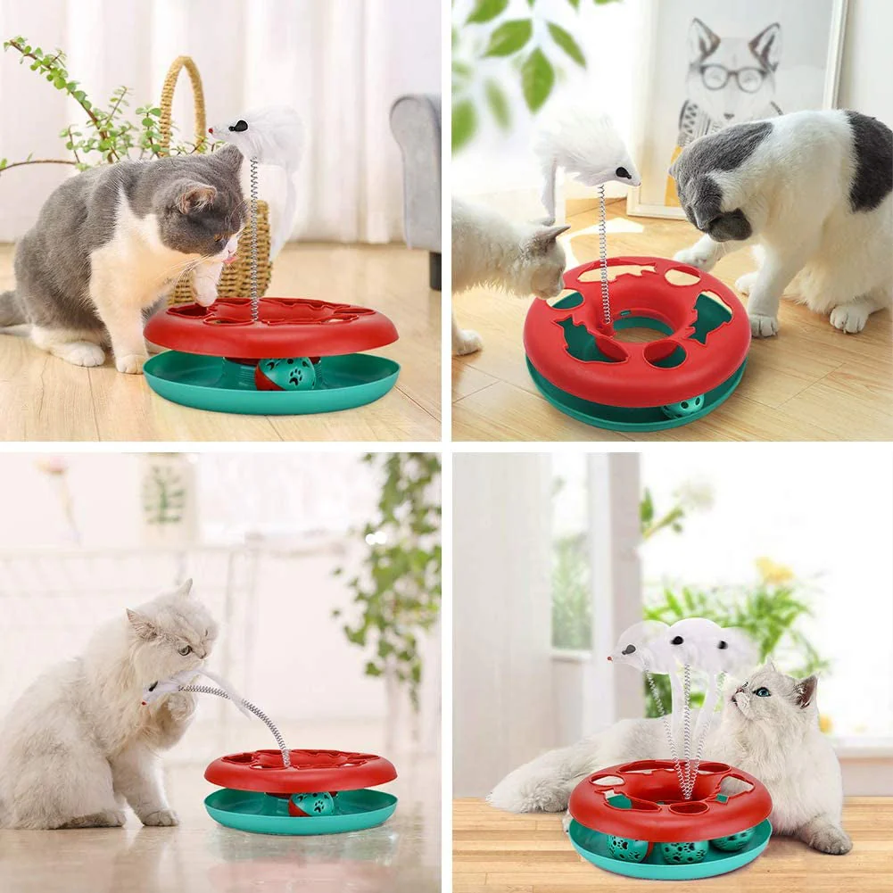 Exciting Interactive Cat Toy Set - Tower of Tracks with Mouse Teaser and Rolling Balls for Endless Fun! - Image 7