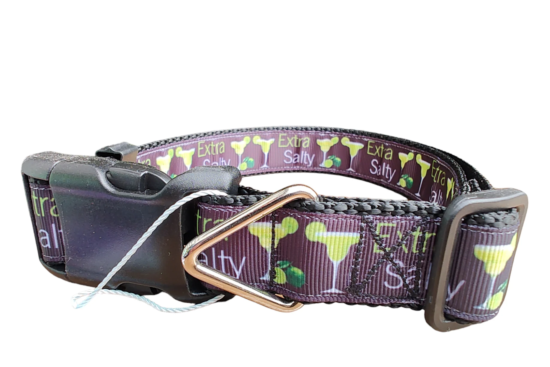 Extra Salty Margarita Black Nylon Dog Collar MD, LG, XL, Leash - Image 2