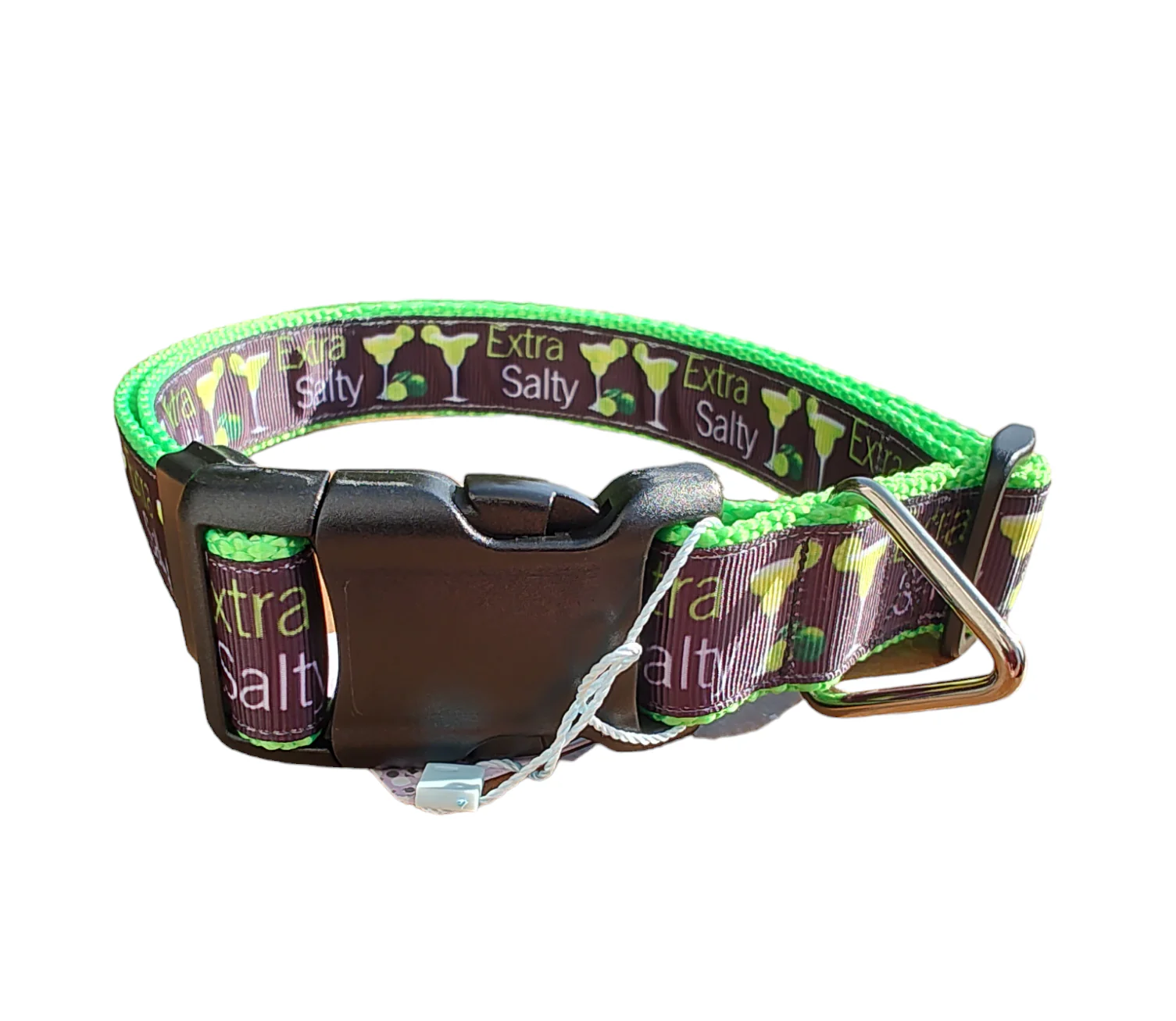 Extra Salty Margarita Neon Green Nylon Dog Collar MD, LG, XL, Leash - Image 2