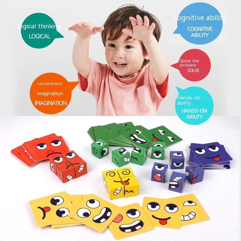 Face Changing Rubik's Cube Educational Toy Expression Building Blocks - Image 7